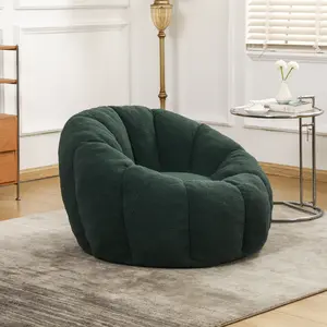 Green Comfy Bean Bag Sofa Chair with Armrests, High-Density Foam Lazy Chair for Living Room, Bedroom & Reading