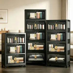 Large-capacity stackable storage bins with lids; foldable plastic storage bins with wheels; tool-free assembly; space-saving design; ideal for bedrooms, dorm rooms, offices, and garages; portable storage and organization containers collapsible