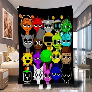 Cartoon Sprunki Blanket Light weight Soft Flannel Blanket Suitable For Sofa Beds Living Rooms That Children Love Suitable For Children And Adults Birthday Gifts Holiday Party Family Decorations