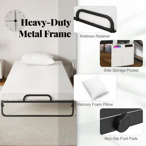 COSTWAY - Twin Folding Bed with 4-Inch Memory Foam Mattress and Pillow for Ultimate Comfort