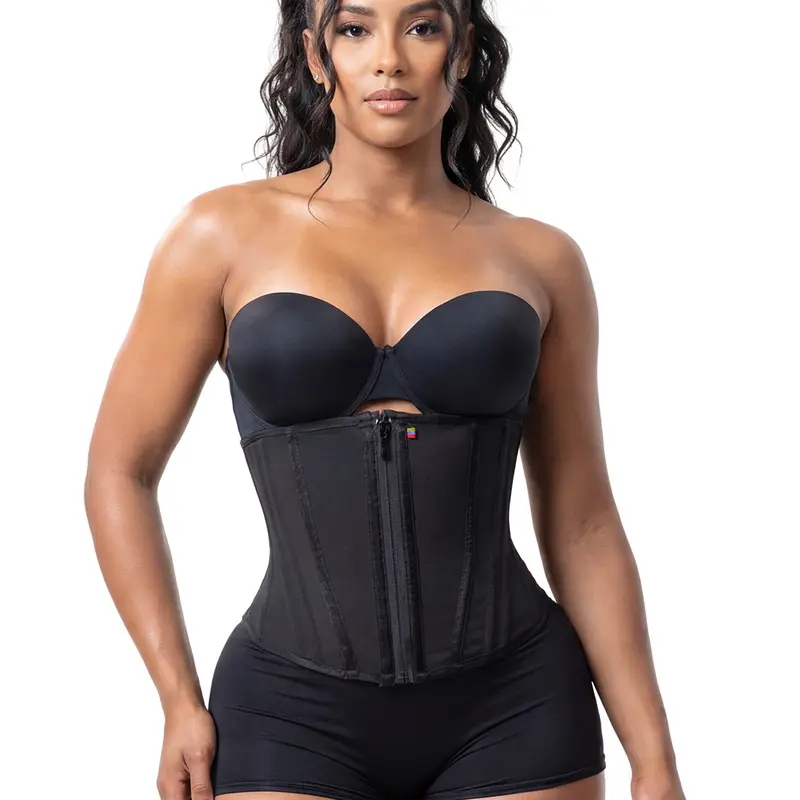 Stage 4 Colombian Waist Cincher | Fajas Colombianas Moldeadoras | Faja Body Shaper Waist Trainer | 15 Flexible Bones + Powernet | High Compression Tummy Control | Underbust Daily Shapewear for Women | Zipper + Hook | Snatched Body
