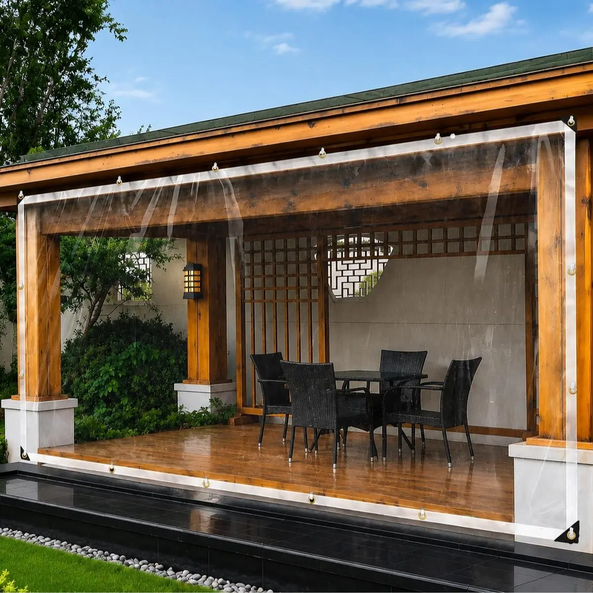 10×13FT Clear Tarps with Grommets ,HeavyDuty Waterproof Tarp Cover, TransparentPolyethylene Vinyl Tarpaulin forOutdoor,Plant,Garden Rain Tent sohochic stretchy