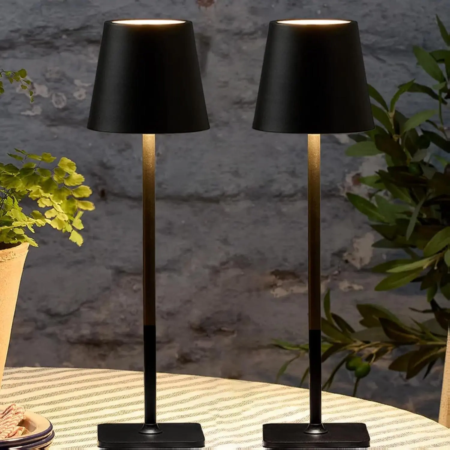 [New Deal] - 2 Pack Cordless Table Lamps-6000mAh Rechargeable Lamp,Waterproof Outdoor Table Lights for Patio/Shower/Restaurant/Dinner/Kitchen Counter/Dining Table Top Lighting,Mini Small Battery Operated Lamp
