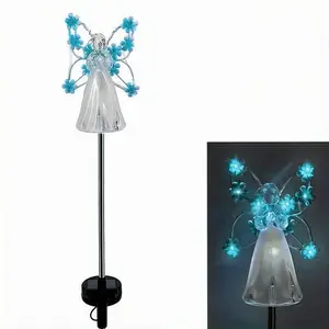 1-Piece Solar Angel Garden Stake Light, Solar-Powered Angel Outdoor Garden Light, 7-LED Lamp for Cemetery Decoration, Memorial Gift,  Art Light, Sympathy Gift