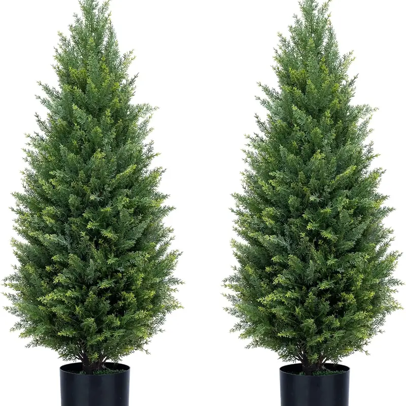3ft 4ft 5ft Artificial Topiary Trees Christmas Tree UV Resistant Cedar Bushes | Potted Faux Plants for Indoor & Outdoor Decor | All-Season Shrubs for Christmas Winter Spring Festival Home & Garden