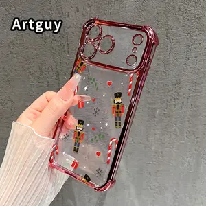 Compatible with Phone Case iPhone 17 Pro Max 16 15 Plus Air 14 13 12 11 E Nutcracker Delight Pattern Transparent Full Coverage Four Corners Anti-drop Casing