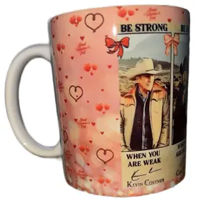 Yellowstone Valentines Day Mug - Heart-Shaped Design with "BE STRONG" & "WHEN YOU ARE WEAK" Text, Reusable Drinkware mugs