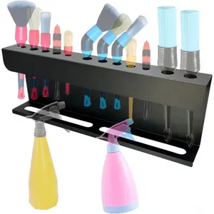 Car Detailing Brush Holder, 2 in 1 Auto Detailing Spray Bottle Holder and Detail Brush Rack,Putting 12 car Detailing Brushes,for Garage Car Beauty Shop Detailing Tool Organizer Adjustable Storage