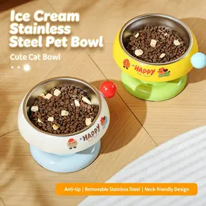 Stainless Steel Cat Bowl Feeder for Cats and Dogs, 3 Color Options, Anti-Slip, Non-Tip, Removable Inner Liner, Easy to Clean, Prevents Blackheads