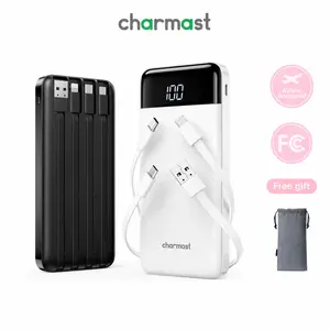 charmast 2 Pack 10000mAh Portable Charger, Power Bank with Built-in 4 Cables, 6 Outputs & 3 Inputs, Battery Pack with Digital Display, Travel Essential for iPhone All Series & Android, Family Sharing