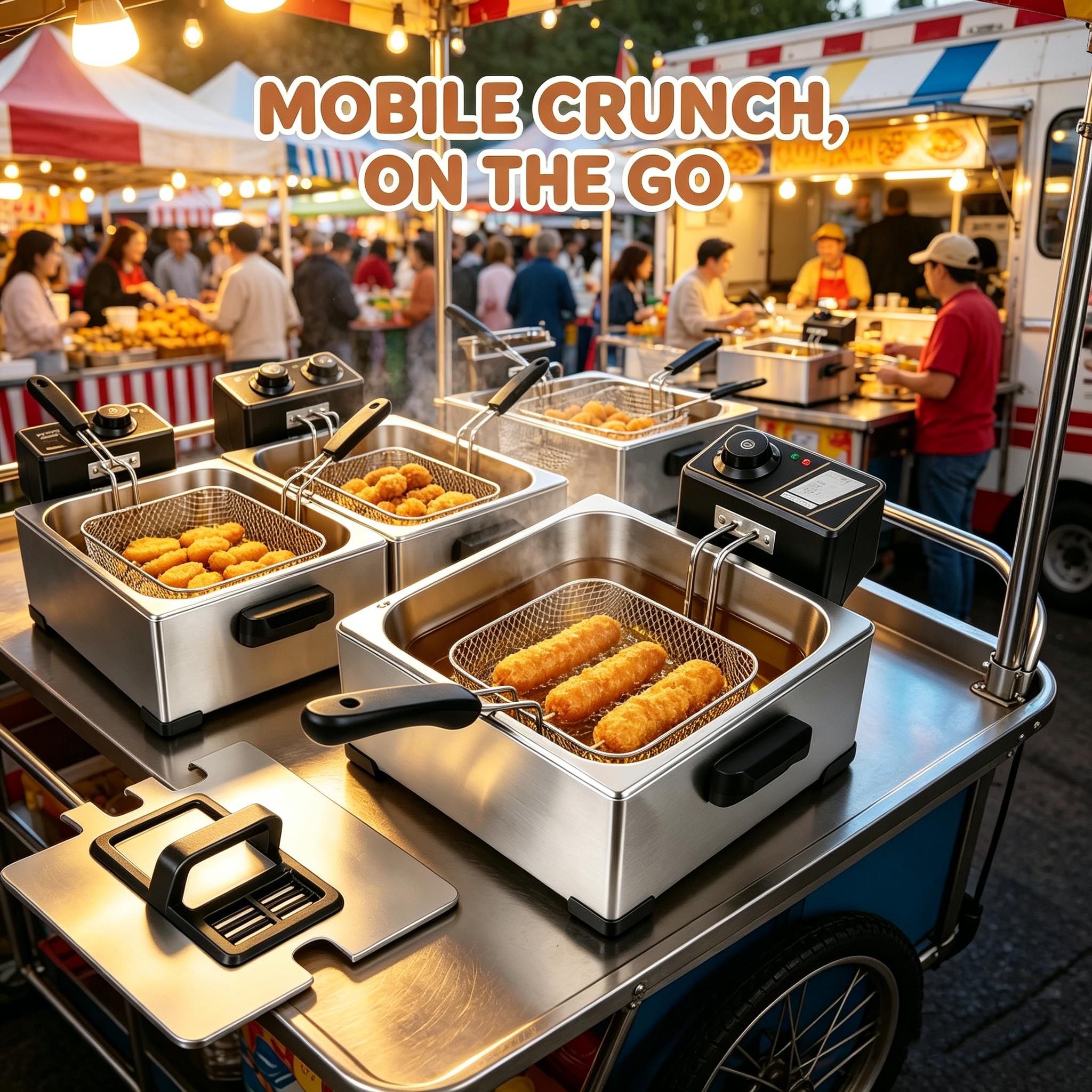 3PCS Family & Commercial Stainless Steel Deep Fryer, 5L Large Capacity, 1400W with View Window, Triple Baskets Countertop Frying Machine for Home Kitchen Restaurant Fried Chicken Fries Donuts Snacks