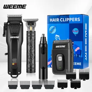 Weeme Men's Electric Hair Trimmer Set, 4pcs/3pcs Beard Trimmer Kit, USB Charging, T-Shape Blade, Shaver, Nose Hair Trimmer, Holiday Gift