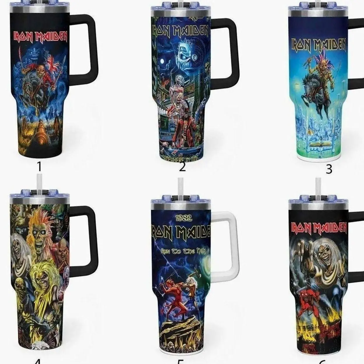 Iron Maiden 40oz Tumbler With Handle – Insulated Stainless Steel Travel Mug, Heavy Metal Fan Gift