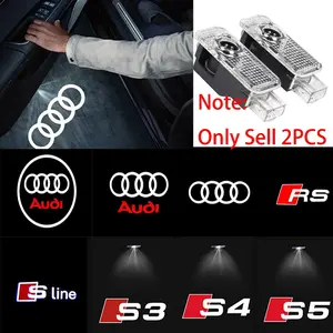 2Pcs For AUDI Sline A1 A3 8P 8L A4 A5 A6 A7 A8 TT Q3 Q5 Q7 Q8 S3 S4 S5 S6 S7 RS Quattro LED Car Door Projector Ghost Shadow Lamp Car Logo Welcome Light Accessories Led Car Lights