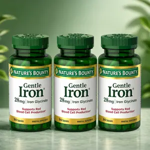 Natures Bounty Gentle Iron 28 mg Capsules, Daily Iron Supplement for Wellness Support, Easy to Take Formula, 90 Capsules