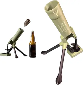 Beer Bottle Mortar Bottle Opener, 51mm Mortar Beer Bottle Opener Heavy-Duty Tactical Cap Launcher Hands-Free Push down Opener Men's Exclusive Space for Bar & Desk Decor