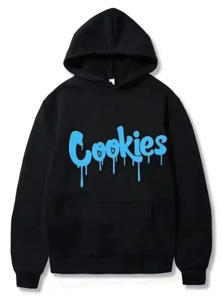 Men's Cookies Letter Print Graphic Hoodie Fall Winter Casual Streetwear Pullover Sweatshirt Fitted Cartoon Pattern Design Long Sleeve Top Novelty Humor, EverydayWear, EverydayLook, WardrobeEssential, CasualStyle