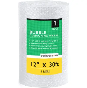 12 inch x 30 ft Bubble Cushioning Wrap, Perforated Every 12" Protective Packing Moving & Shipping Supplies for Boxes & Fragile Items