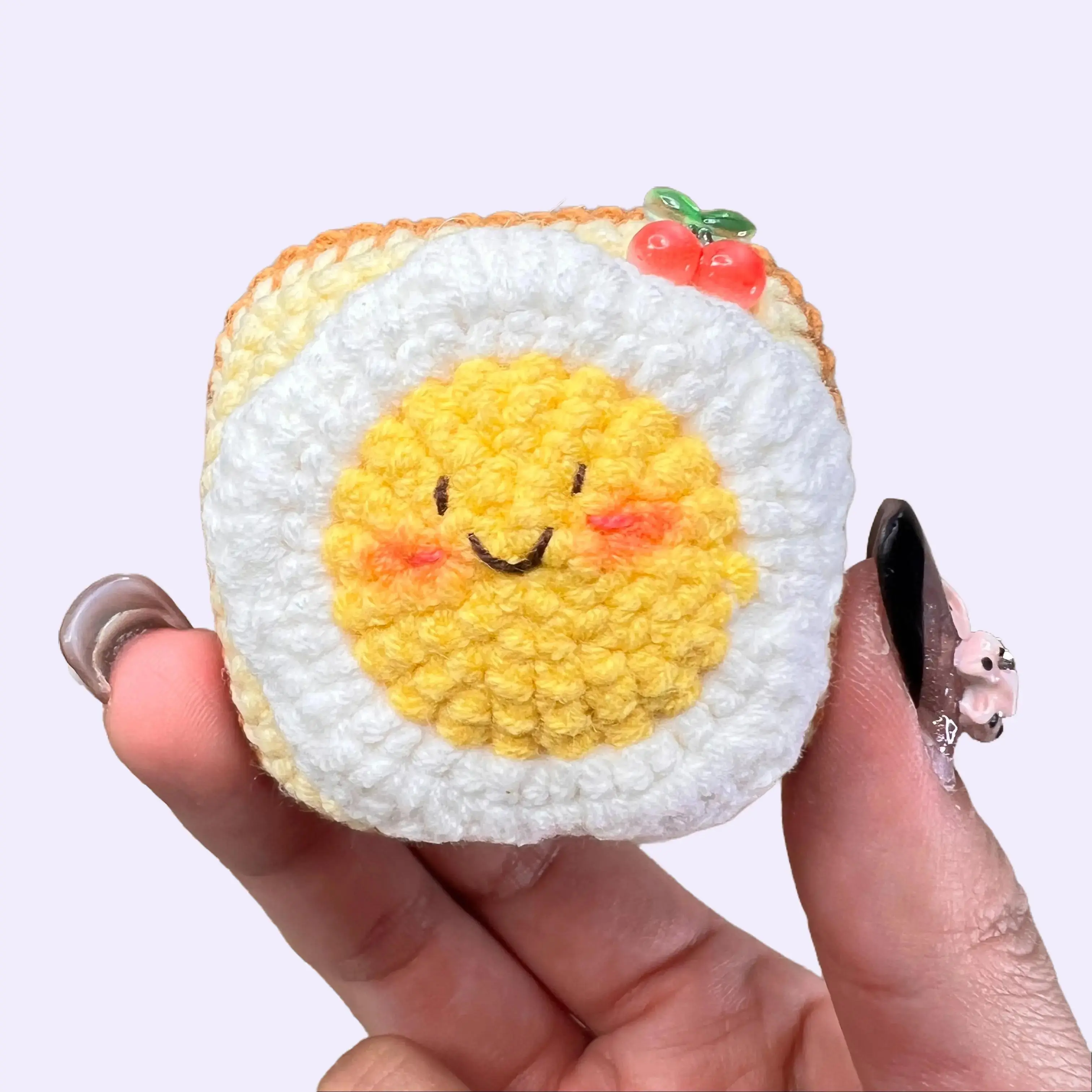 Handmade Amigurumi Crochet Egg Toast Plushie