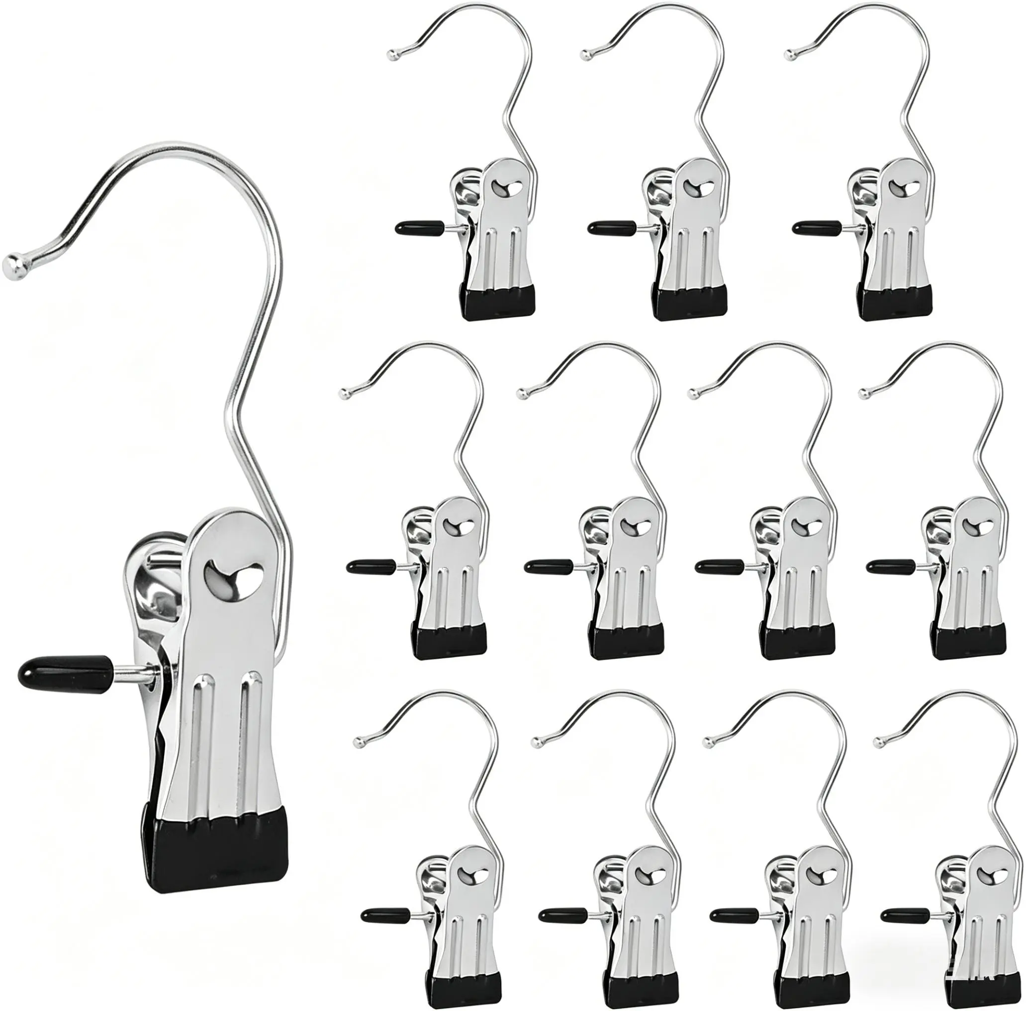 16Pcs Anti-Rust Metal Hanging Clips, Multi-Purpose Laundry Hooks with Clips, Non-Slip Hangers for Pants, Jeans, Towels, Closet & Bathroom Organization