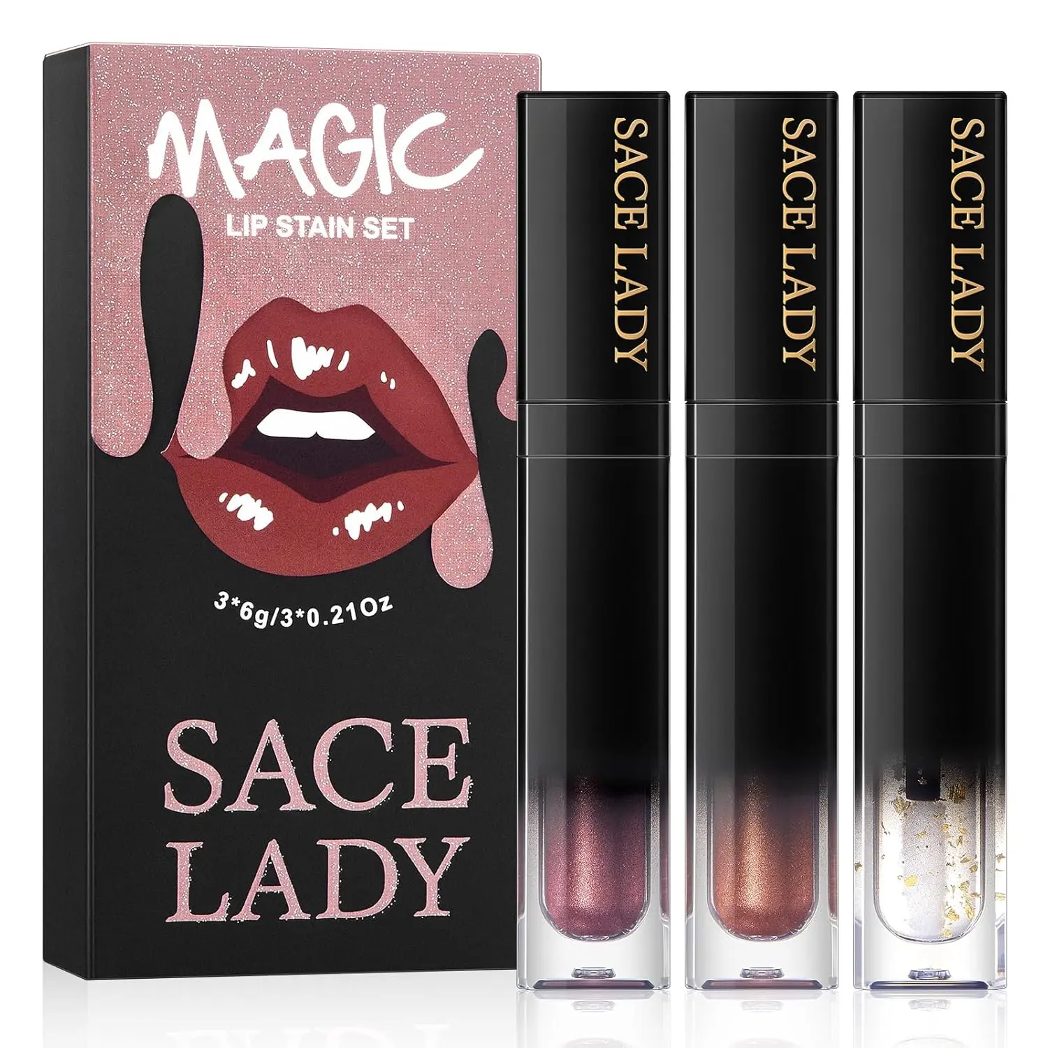 SACE LADY Peel Off Lip Stain Set, Long Lasting Waterproof Lip Tint, Transfer-Proof Lip Stain with Hydrating Lip Oil, Natural Lip Color Stays All Day