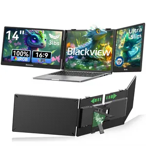 【Summervibes】Laptop Screen Extender, 14 Inch 1080P FHD IPS Triple Portable Monitor, Ultra-Slim Travel Dual Monitor Fit for 13"-17.3" Laptops, USB-C Plug&Play Extended Screen for Windows/Mac/Android/Switch