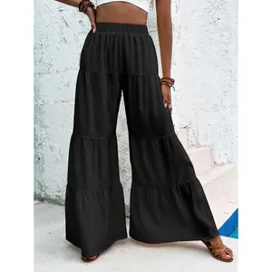 Women's Ruffle Hem Wide Leg Pants
