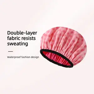 2 packs of double-layer satin waterproof shower caps, bath caps, dustproof and oil fume-proof sleeves, not stuffy and sweaty.