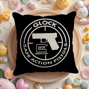 Cool G-GloCkS H-Handgun Cushion Cover Soft Short Plush Fabric Double-Sided Print Organic Breathable Sofa Pillow Case, Home Machine Washable in Warm Winter Perfect for Home Decor Warm Winter Home Child Gift