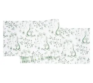 Spring Greens Bunny Toile Runner by Valerie
