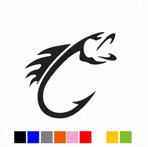 Gone fishing fish hook decal sticker for boats car windows or other smooth surfaces