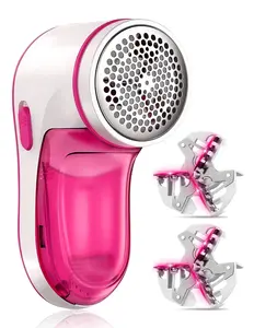 Cordless Electric Lint Remover Shaver with 2 Replaceable Stainless Steel Blades for Clothes Fuzz Pills Bobbles USB Rechargeable 60 Minutes Battery Life Rose Red