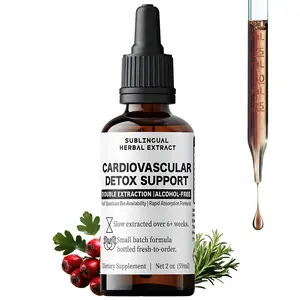 Cardiovascular Herbal Support Drops | Herbal Detox with Cleanse Guide | with Hawthorn Berry & Fenugreek Seed | Alcohol-Free Tincture | 2 oz. Bottle | 59 Servings | US-Made