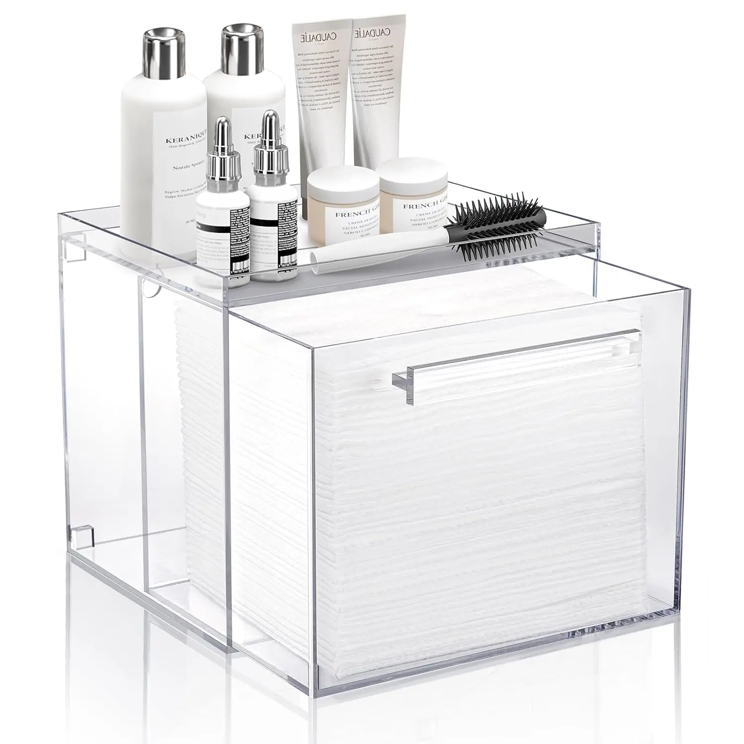 Disposable Facial Towel Storage Box -  Container Compatible With Clean  Club Clean Towel XL - Wall-Mounted Makeup Organizer With Drawer (Excluding Facial Towels)