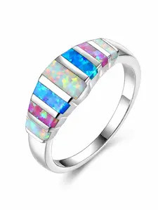 Colorful Fire Opal Fashion Jewelry Opal Cock Rings for Women Fashion Jewelry Luxury Evening Party Jewelry Christmas Gift for Her Fashionable Jewelry