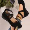 【Black Friday】Soft Wedge-Heel Shoes for Women, Fashionable and Elegant Faux Suede Closed-Toe Design, Comfortable Footwear for Day-to-Night Wear