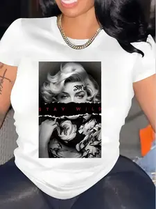 Marilyn Monroe Stay Wild Graffiti Edgy Graphic Novelty Tee For Women Womens 100% Cotton Vintage Streetwear T Shirts Casual T-Shirt