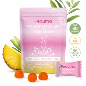 Feduma Hawaiian Pineapple Gummies | Women’s Probiotic Supplement | Moisture Support | 80 Gummies | Value Size