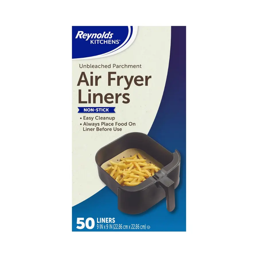 50 Count Air Fryer Liners, Pre-Cut Parchment Paper Sheets for Round & Square Air Fryers, Perforated Disposable Liners for Baking and Everyday Cooking