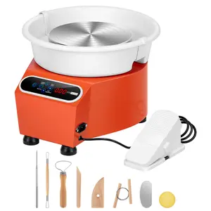 VIVOHOME Upgraded Compact 25CM LCD Touch Pottery Wheel Forming Machine, Electric Ceramic Clay Wheel with Foot Pedal and Detachable Basin, DIY Tools for Adults Beginners Orange