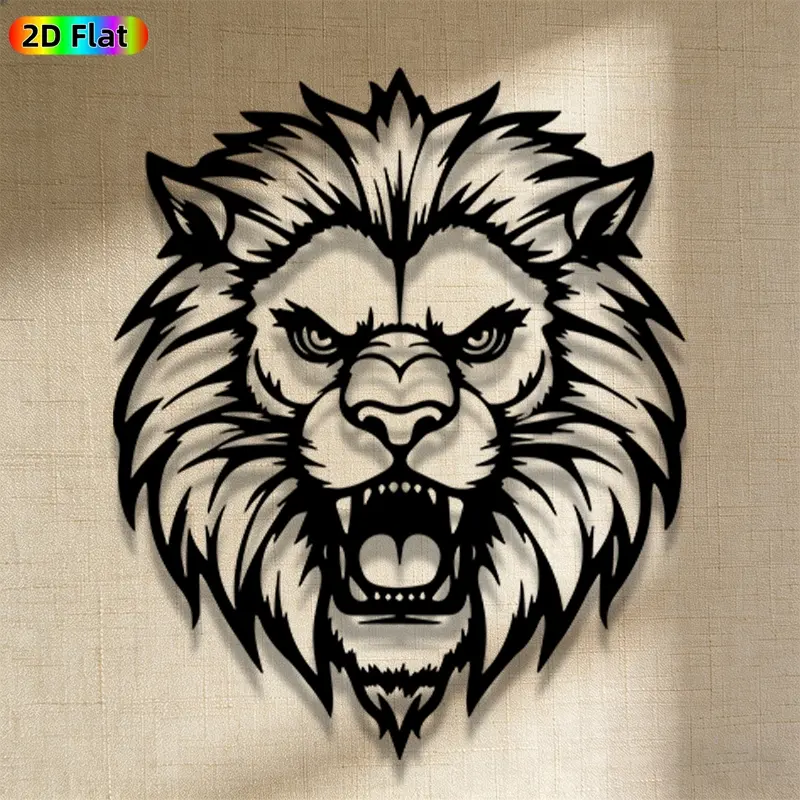 1pc Avant - Garde Lion Head Metal Wall Art, Avant - Garde Lion Head Statue Mural, Iron Craft, Perfect for Living Room, Garden, Zoo Corner Decor, Intricate Craftsmanship, Artistic Metalwork, Christmas Decor, Ideal Gift for Nature Lovers