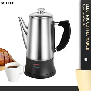 【Valentine's Day Gift】SOTECH Electric Coffee Percolator 12 Cup Stainless Steel Coffee Maker Glass Clear Brew Progress Knob Cool-Touch Handle 1.8L Coffee and Tea Pots Thermostatic Kettle for Friend Family Gift Christmas New Year Viral