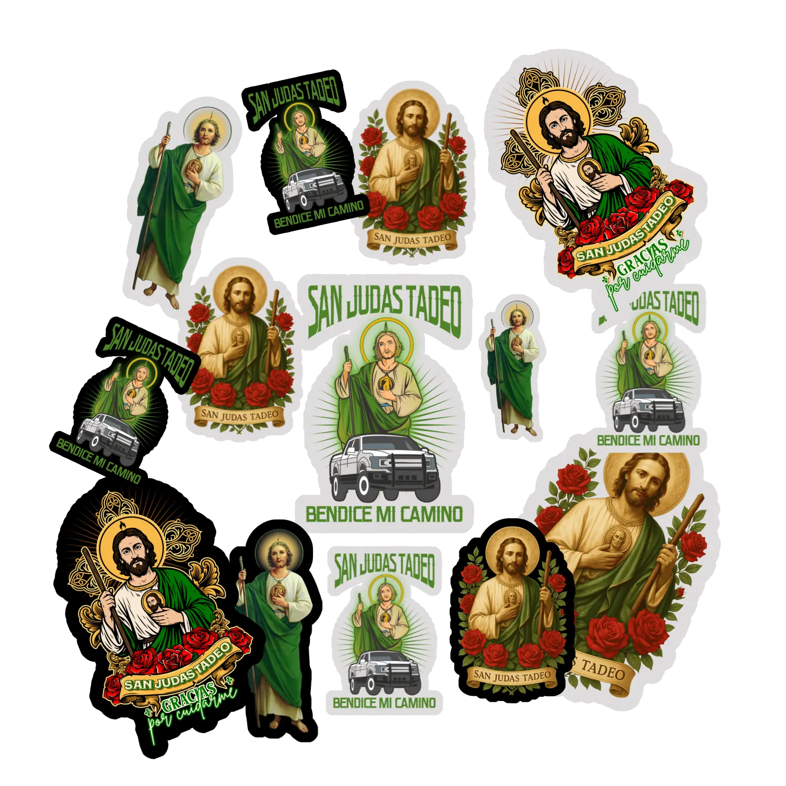 San Judas Tadeo Premium Vinyl Stickers Waterproof Scratch-Resistant UV-Protected for Cars Trucks Laptops Helmets Phone Cases Skateboards Diferentes Tamaños