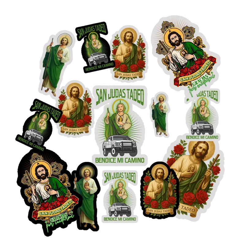 San Judas Tadeo Premium Vinyl Stickers Waterproof Scratch-Resistant UV-Protected for Cars Trucks Laptops Helmets Phone Cases Skateboards Diferentes Tamaños