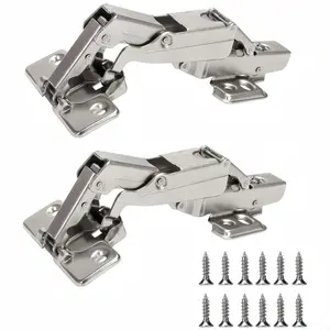 2-Pack 165-Degree Full Cover Buffer Damper Hinges, Smooth Opening & Closing Mechanism, Durable Design for Furniture & Doors