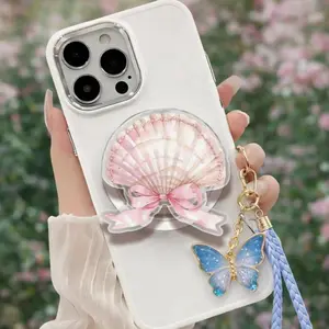 Seashell Bow Magnetic Phone Grip, Magsafe Kickstand, Coastal Summer Accessory