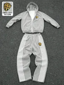 American Versatile Casual Zipper Hoodie Sweatpant Two Piece Set Y2K Clothes Men Women HipHop Embroidery Oversized Sweatshirts Casual Pants Menswear Sleeve Suits Womenswear Gamis Comfort Trouser Basic Fitted Minimalist