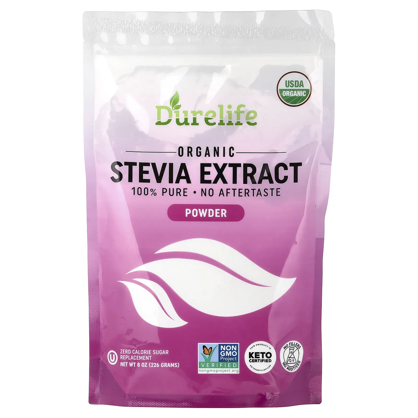 DURELIFE Organic Stevia Extract Powder, 8 oz (226 g)