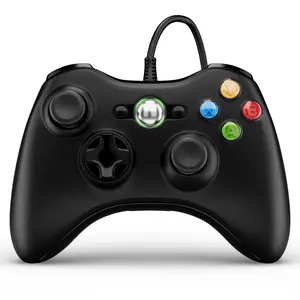 ISHAKO Wired Game Controller For Xbox 360/PC Windows, Steam, Enhanced chip, Upgraded Joystick, Double Vibration, Console, Black