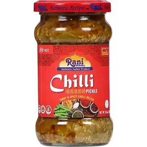 Rani Green Chilli Pickle Hot (Achar, Spicy Indian Relish) 10.5oz (300g)  ~ Glass Jar, Natural | Vegan | Gluten Free | NON-GMO | Kosher | No Colors